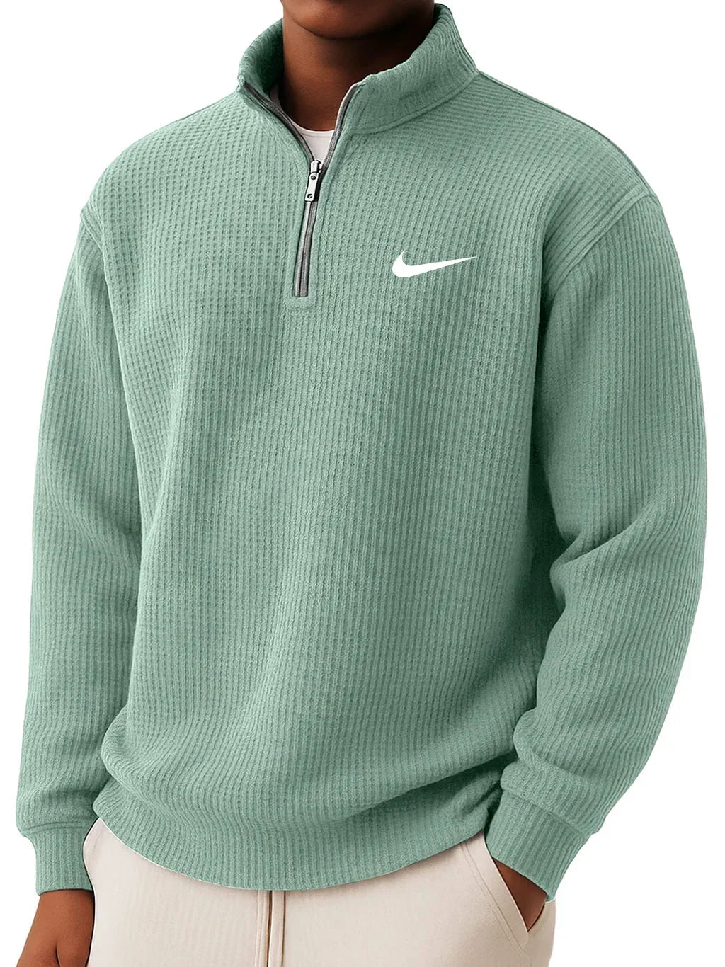 Sudadera NK con cremallera media y cuello alto